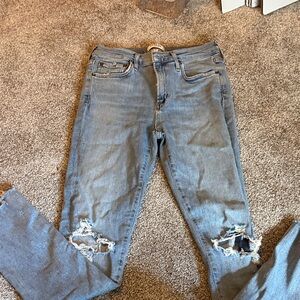 Agolde Light Blue Distressed Skinny Jeans
